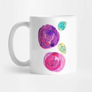 Simple Watercolor Roses and Leaves Mug